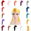 15 Styles Bandana Turban Men Women Durag Extra Long Tail Headwraps Silky Satin Pirate Cap Bandana Hat Fashion Accessories