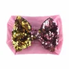 19 färger baby stora paljetter bowknot headbands mode sequin båge huvud wrap baby topp knut nylon huvudband flicka hår tillbehör m455