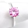 Wholesa Weddubg Smycken Ange Klassisk Round Pink Cubic Zirconia Gems 925 Sterling Silver Ring Stud Örhängen Armband Smycken Satser 8'Inch