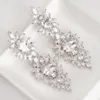 Partihandel - Varumärke Vintage Örhängen för Party Luxury Cubic Zirconia Bridal Bröllop Örhängen Big Stone Dangle Earrings Factory Sale