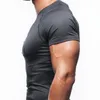 2019 Yeni Spor Salonları Kas Vücut Tasarım Erkekler T Gömlek Moda erkek Sıkı Uydurma Spor T Gömlek Erkekler Rahat Kısa Kollu T-shirt
