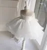 High Quality Jewel Organza Flower Girl Dresses A Line Tea-Length Kids Girls Pageant Vintage First Communion Holy Dresses With Crystals