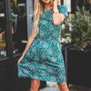 Casual Dresses Jaycosin Sommar Elegant Fritid O-Hals Utskrift Täthet Lång Klänning Kvinnor Kortärmad 2021 Lätt SUNDRESSES 4251