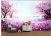 modern wallpaper for living room Purple romantic cherry tree small fresh landscape mural