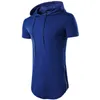 Mens Summer Hooded T Shirts Short Sleeve Casual T Shirt Solid Color Designer T-shirt Free Shipping