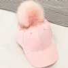 Nieuwe stijl vrouwen faux bont pompom honkbal caps licht tan ball suede cap hiphop hoed gorros1872