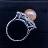 Senaste Design av Sun Flower Ring S925 Silver Freshwater Pearl 9-11 mm Kultur Pearl Exquisite High-End Smycken Present (utan pärla)