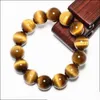 Wholesale National Style Natural Tiger Eye Transport Bracelet Yellow Tiger Eye Hand String Transfer Elastic Bangle Jewelry 6MM 8MM 10MM 12MM