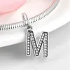 Cadeau de Noël Authentique S925 Sterling Silver Letter A -Z Initial Dangle Charm Pendant Fit For European Pandora Bracelet DIY Bead Charms