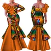 Danshiki Africa Dress for Women Bazin Riche ombro único Vestido de festa de casamento sexy com decote em barra Tradicional roupa africana WY4224