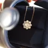 Classic Designer S925 Sterling Silver Zircon Sun Flower Pendant Charm Necklace For Women Wedding Jewelry