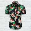 Camicia da uomo hawaiana bianca Camicia allentata casual monopetto con stampa foglia nera con risvolto superiore manica corta 2020 estate nuova