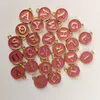 26pcs 12*14MM Round gold enamel alphabet charms color capital letter beads initial pendants alloy jewelry making accessories DIY