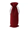 Jute Wine Bags Champagne Wine Bottle Covers Gift Pouch burlap Packaging bag Wedding Party Decoration Wine Bags Drawstring cover