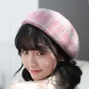 Fashion-Lady Beret Hats High Quality Classical Women's Plaid Color Wool Trooter Caps Newsboy Hat Wholesale 0016HT