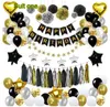 Bandiera a palloncino in oro nero layout di compleanno bandiera coda di pesce nappa fiore di carta palla stella a cinque punte decorazione pacchetto palloncino SME LIBERO