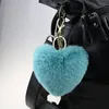 Nouvelle Arrivée De Mode En Forme De Coeur Imitation Lapin Boule De Fourrure Porte-clés Boule Mobile Téléphone Porte-clés De Voiture Porte-clés Femmes Sac Pendentif