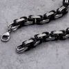 Black/Silver Tone Necklace Bracelet 316 Stainless Steel Byzantine Box Link chain Set Men Heavy Metal Punk jewelry 5mm 6mm 8mm