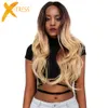 Blonde 613 Ombre Color Lace Front Synthetic Hair Wigs For Black Women X-tress Long Natural Wave Trendy Lace Wavy Wig Middle Part Y190717
