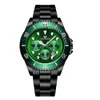 ساعات للرجال العلامة التجارية مضيئة تصميم الخضراء الفريدة للماء ساعة اليد التجاري ل ذكر ساعة الصلب تاريخ كوارتز ساعة