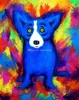 Alta qualidade 100% Pintura Handpainted abstrato moderno do petróleo em pinturas da lona animal Cão Azul Início Wall Decor Art AMD-68-8-8