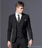 Elegante maßgeschneiderte Anzüge für Männer, grau, formelle Kleidung, Herren-Hochzeitsanzug, Bräutigam, Smoking, 3-teilig, Kostüm Homme (Jacken + Hosen + Weste)