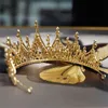Princesa Corona alta Tiara Diamante de imitación Boda Nupcial Diadema de cristal Reina Tocado Joyería Fiesta Baile Chica Sombreros Joyería Oro Lujo