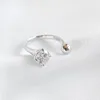 Sterling Silver 925 Jewelry New Moda Cyrkon Otwórz Oświadczenie Pierścienie Dla Kobiet Ślub Band Regulowany Żeński Pierścień