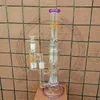 Bangs de verre narguilé Double recycleur Bong Pipe d'eau Pipe de verre Pipes en verre Rises d'huile