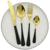 4 Pcs/Set Knife Fork Spoon Dinner Set Plated Mirror Cutlery 304 Stainless Steel Dinnerware Gold/Pink/Black/Red Flatware Western Tableware