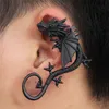 No Pierced Ear Clip, Cool Dragon Clip Earring, Gothic Punk Style Dragon Shape Earring Cuff Without Earhole 3 Colors