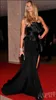 2022 Элегантное черное русалка вечернее платье Satin High Slit Designer сексуальное без бретелек с рюша