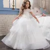 2020 Cheap bianco avorio Flower Girl Dress Trailer Puffy Wedding Party Dress Girl Prima Comunione Eucaristia ha frequentato la principessa La246r