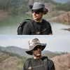 New Men Double Side Bucket Hats Wide Brim Boonie Cap Sunblock Foldable Fishing Hiking Hunting Outdoor Sun Protective Fisherman Hats Unisex