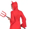 Mode-ontwerper Vlam Lady Devils Cosplay Kleding Halloween en Fancy Dress Party Jurk met Horns Theme Costume