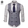 Homens em forma de u-shaped terno casual colete mens foramal dressing vestes primavera outono moda waistcoat plus size