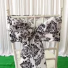 8''*108'' White & Black Flocking Taffeta Chair Sash Chair Bow 100PCS For Wedding Party Decoration