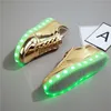 YPYUNA Gold Led luminous sneakers children High-quality Casual light up shoes for kids tenis basket chaussures glowing sneakers