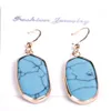 Oval Hexagon white turquoise Opal Charms Earrings Rose Quartz Gold Plated Bluestone Dangle Brand Jewelry Best for Women