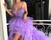 Most Popular High Low Prom Dresses Sexy Spaghetti Tiered Tulle Evening Gowns Homecoming Dresses Layers Sweep Train Cocktail Party Dress