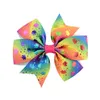 Gradiënt Rainbow Bowknot Unicorn Print Grosgrain Lint Bows Clips Haarspeld Bling Headware Kids Hair Accessories HD853