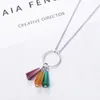 Kolorowe w kształcie wentylatora Sztuczne Kryształ Rainbow Tassel Circle Naszyjnik 925 Sterling Silver Naszyjnik dla kobiet