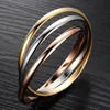 316L Stainless Steel Fashion 3 Layer Women Bangle Ladies Bracelets Girls Three Color Pulseras Jewelry270Q