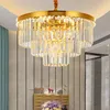 Delin luxe moderne Lustre en Cristal rond salon chaîne lustres éclairage décoration de la maison or LED Cristal Lustre
