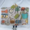 Camping Couverture À Capuche 3D Imprimé Polaire Jeter Couvertures Adultes Enfants Doux Chaud Sherpa Capes Cape Bande Dessinée Couverture Maison TextilesT2I5376