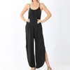 Kvinnors Jumpsuits Rompar Kvinnor Sexig Romper Sommar Casual Solid Spaghetti Strap Kvinna Djup O-Hals Plus Storlek Baklösa Playsuits1