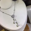 Rose halsband s925 sterling silver hänge färskvatten pärla för kvinnor fest bröllop gåva