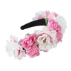 Haaraccessoires AwayTR 2021 Frauen Mädchen Hochzeit Stirnband Kinder Party Floral Girlanden Blume Krone Rose Kranz Haarband Rosa