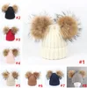 Autumn Winter Newest Mother And Children Matching Beanies Baby Kids Warm Knitted Hats Teenager Girls Raccoon Wool Ball Beanies Scarfs