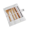 Ensemble de vaisselle en bois Bamboo Teaspoon Fork Couteau à soupe Couteau Couvertures Couvertures avec sac en tissu Outils de cuisine Ustensil RRA4445